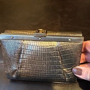 Omnia Metallic Crocodile Embossed Wallet.